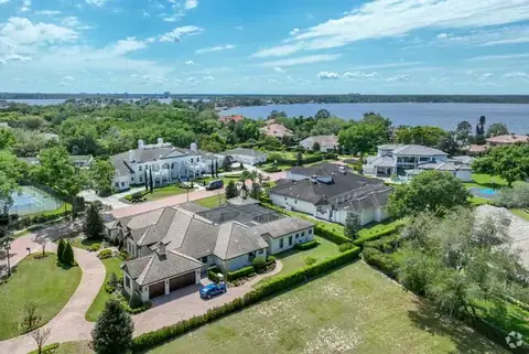 Bay Hill luxury homes aerial view near Arnold Palmer Golf Club, Orlando FL 32819